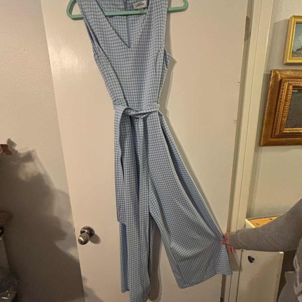 Calvin Klein Blue Gingham Jumpsuit - Picture 3 of 4
